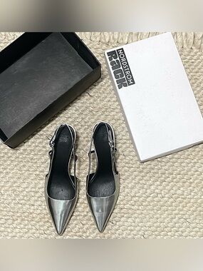 Brand New Vince Silver Slingback Shoes